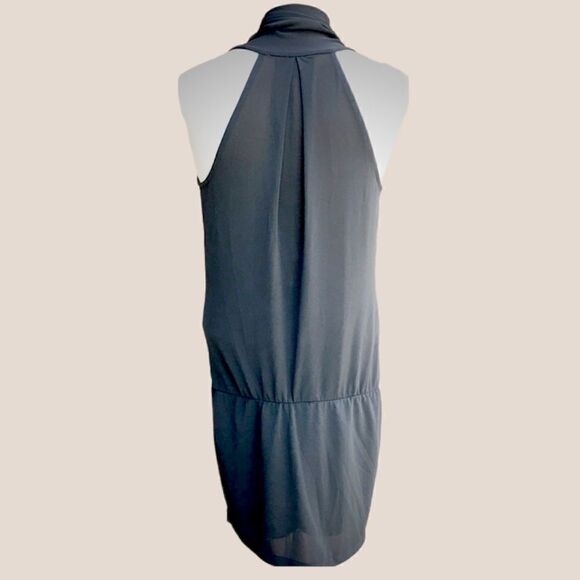 Stile Benetton Halter Twist Semi Sheer Black Mini Dress - Picture 4 of 8